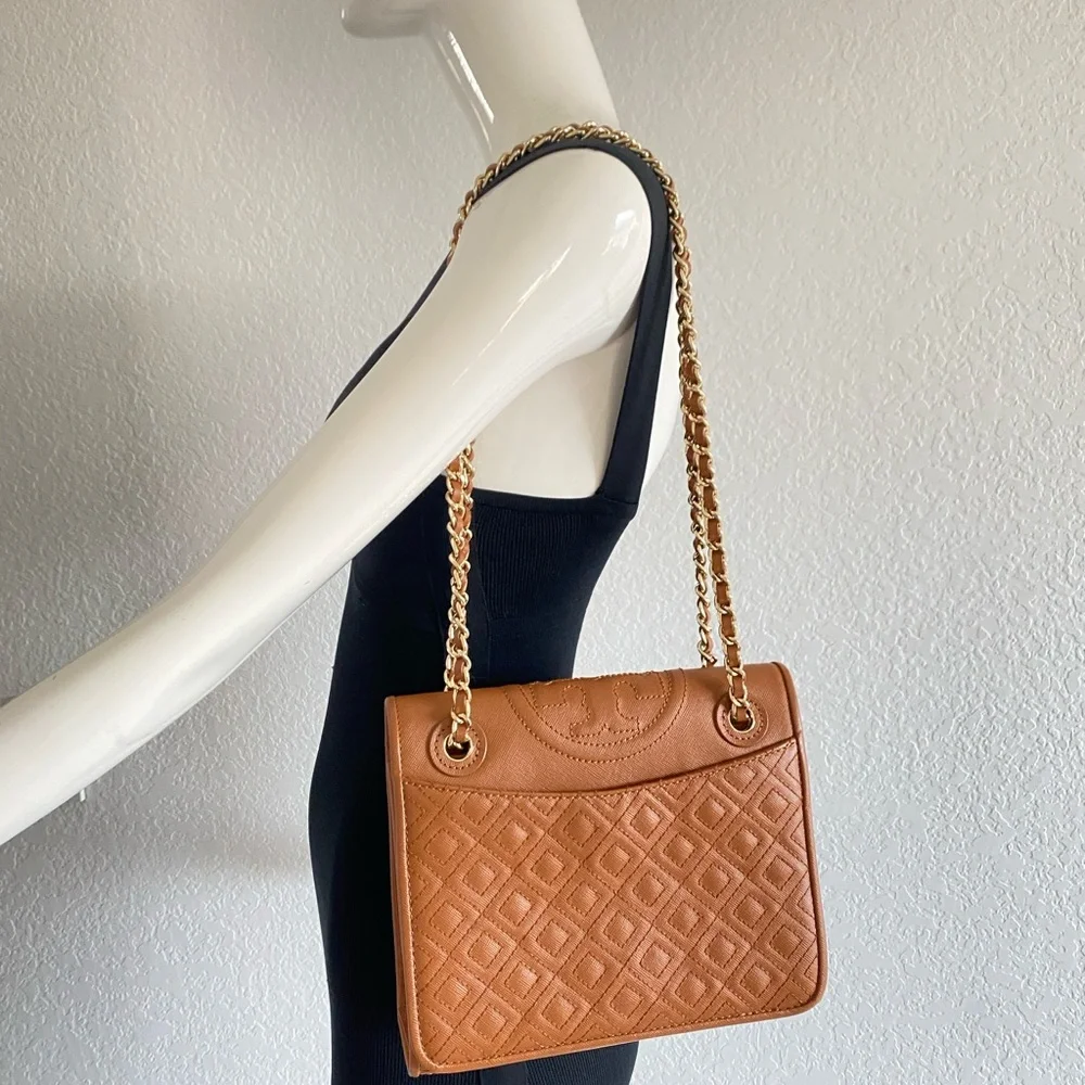 Tory Burch Brown Quilted chain strap Bag